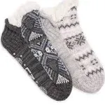 MUK LUKS Women&#039;s Shortie Cabin Sock (2 Pair Pack) Small-Medium, Grey Heathr 