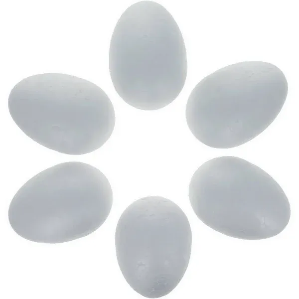 Set of 6 White Foam Eggs 2.3 Inches