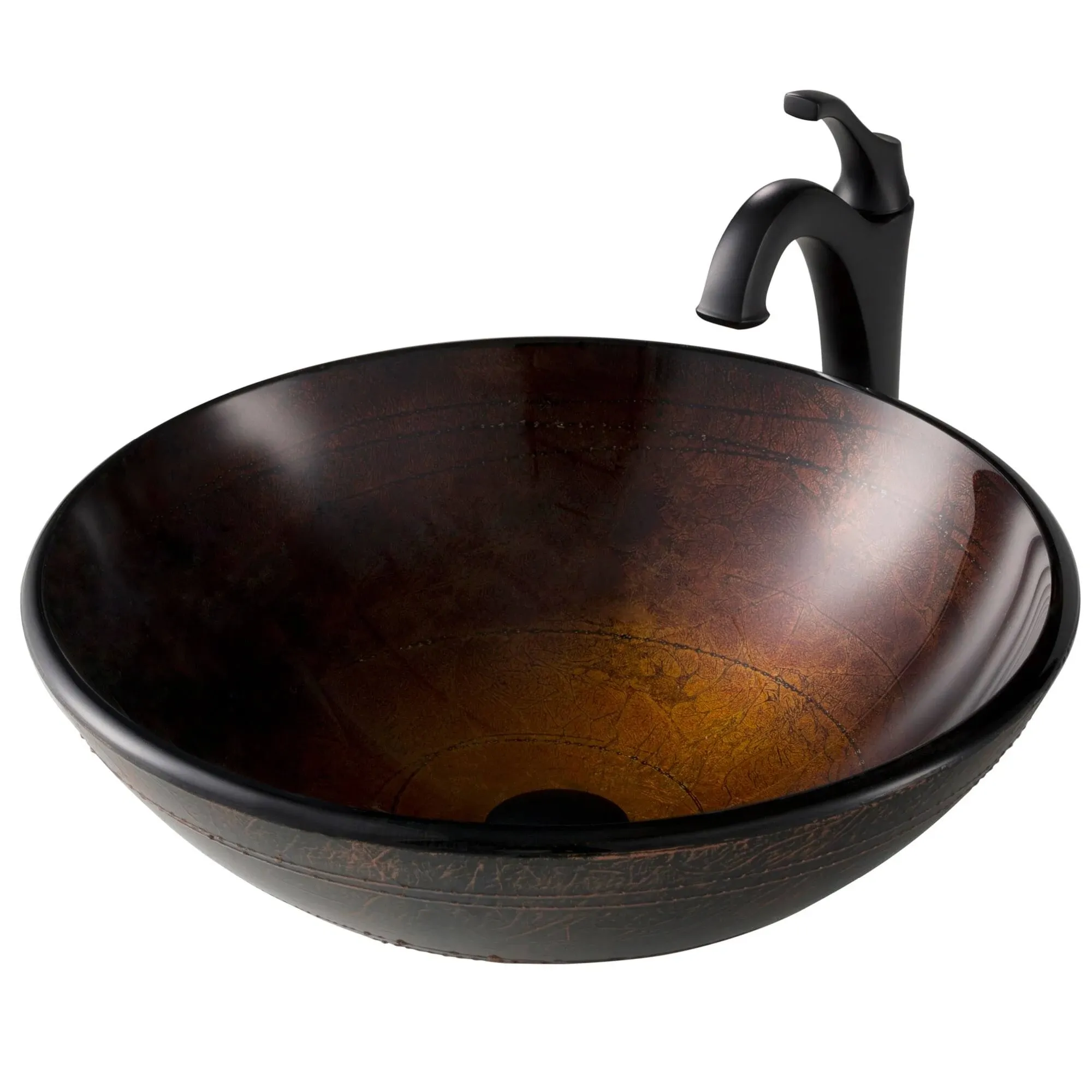 Kraus C-GV-580-12mm-1200MB 16 1/2" Copper Brown Bathroom Vessel Sink and Matte ...