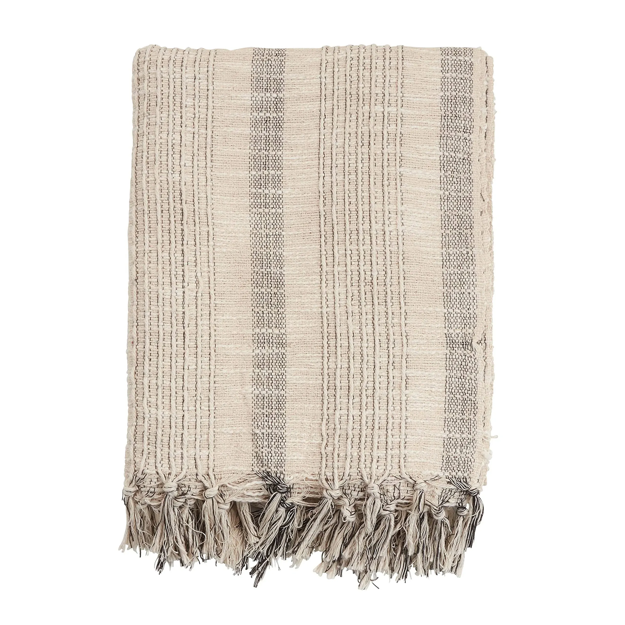 Saro Lifestyle 50 x 60 in. Striped Woven Throw Blanket, Ivory