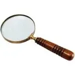 10X Handheld Magnifying Glass Lens, Antique Brass Magnifier, Fine Print Reading, Inspection, Coin & Stamp, Astrologer, Science, Low Sight Elderly, with Wooden Handle, Collectible Décor Gift