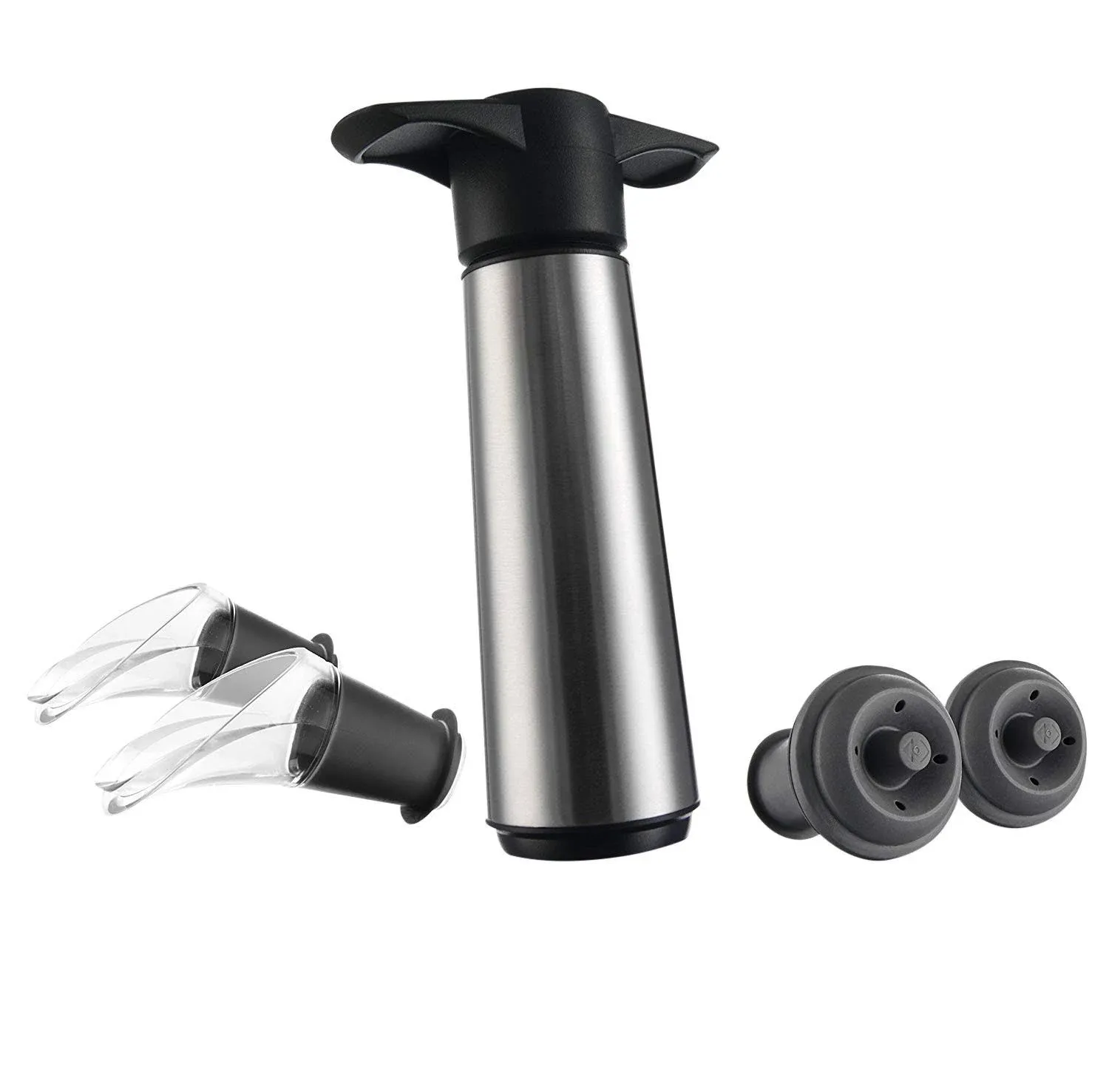 The Original Vacu Vin Wine Saver with 2 Vacuum Stoppers and 2 Wine Servers - ...