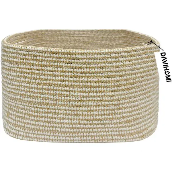 Square Woven Cotton Rope Basket for Organizing Gift Baskets for Handles Empty...