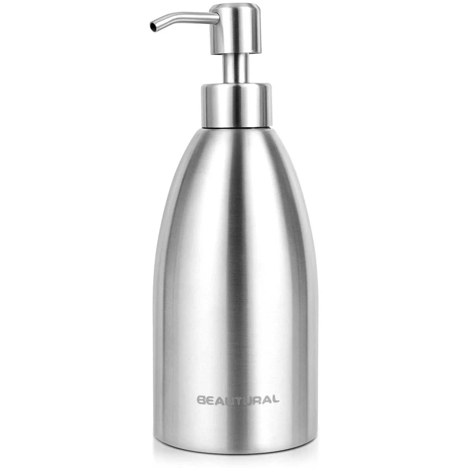 BEAUTURAL Stainless Steel Countertop Soap Dispenser 15.2 Oz Rust-Proof Liquid