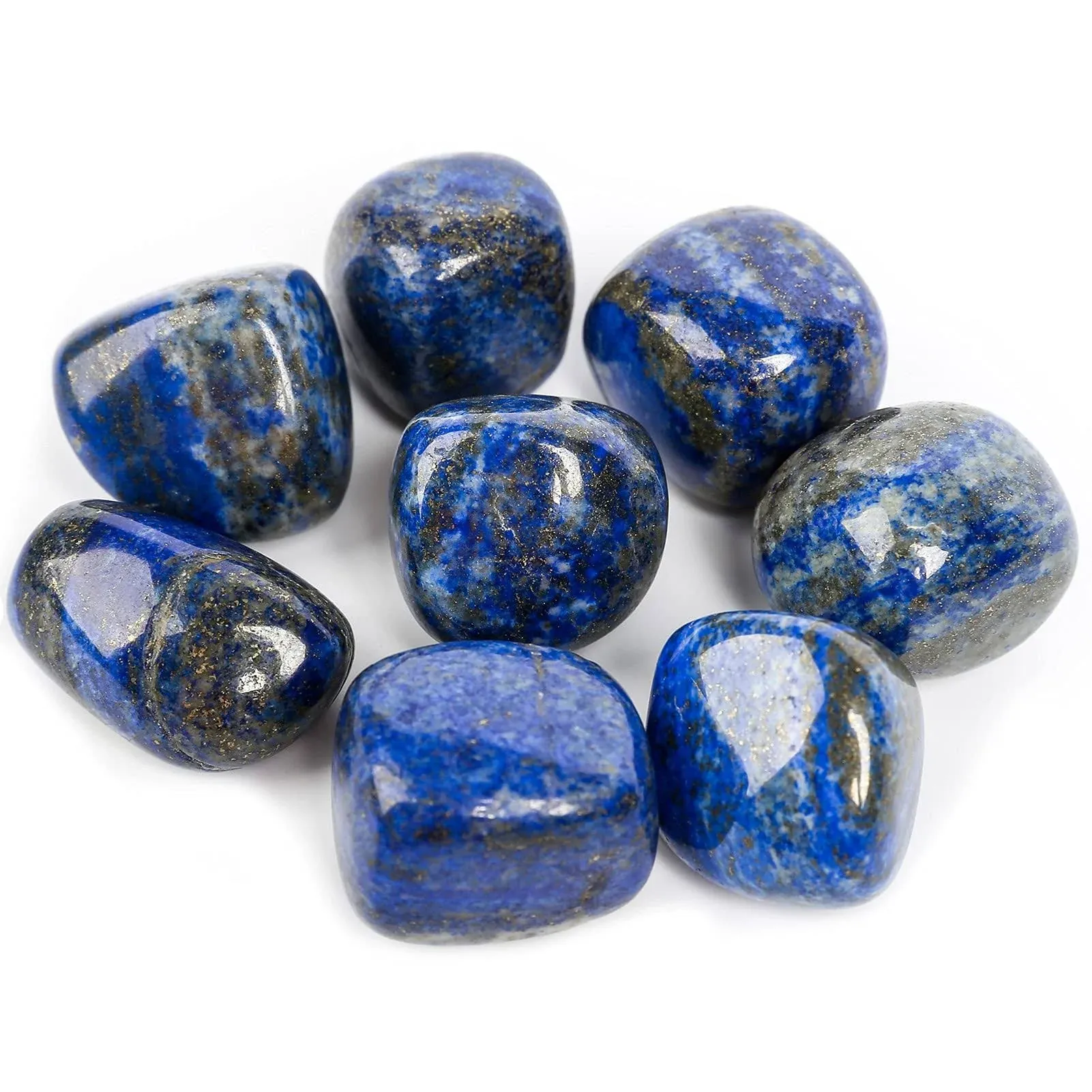 ZenQ 1/2 lb Tumbled Lapis Lazuli Stones for Wicca, Reiki, and Energy Crystal Healing, Natural Lapis Lazuli from Afghanistan