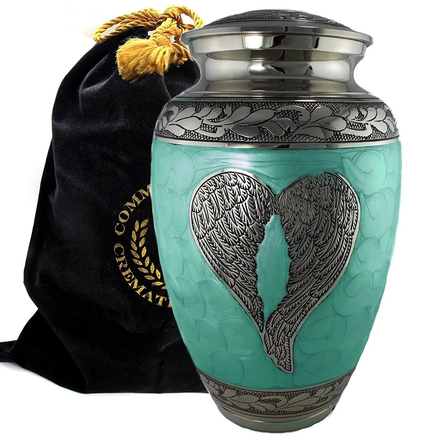 Green Loving Angel Cremation Urns for Human Ashes Adult Male for Funeral Buri...