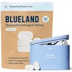 BLUELAND Dishwasher Detergent Tablet Refill 60 Count- Plastic-Free & Eco Friendly Alternative to Liquid Pods or Sheets - Natural, Sustainable - 60 Washes