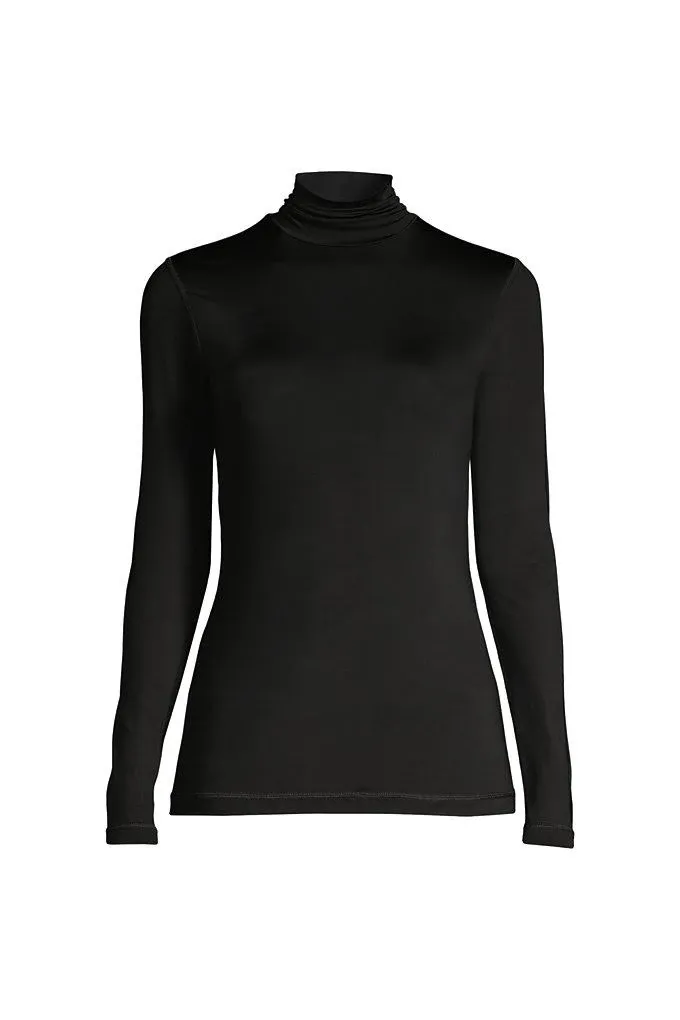 Women's Lands' End Thermaskin Heat Turtleneck Undershirt, Size: XS, Black