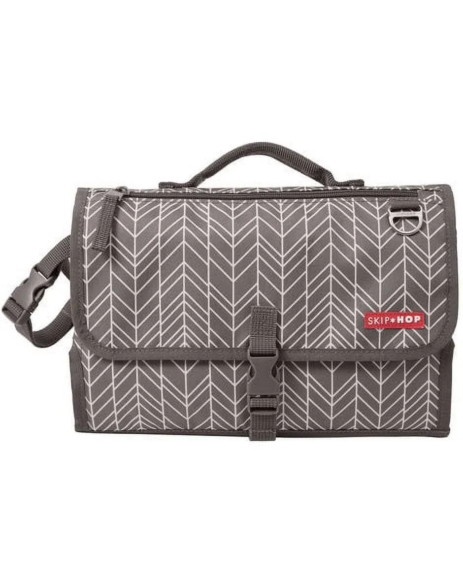 Pronto Portable Changing Station, Diaper Clutch and Changing Pad- Grey Feather