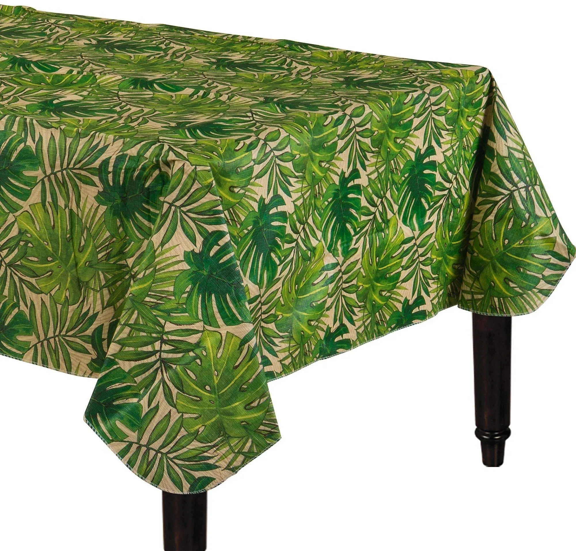 Island Palms Oblong Flannel-Backed Vinyl Table Cover