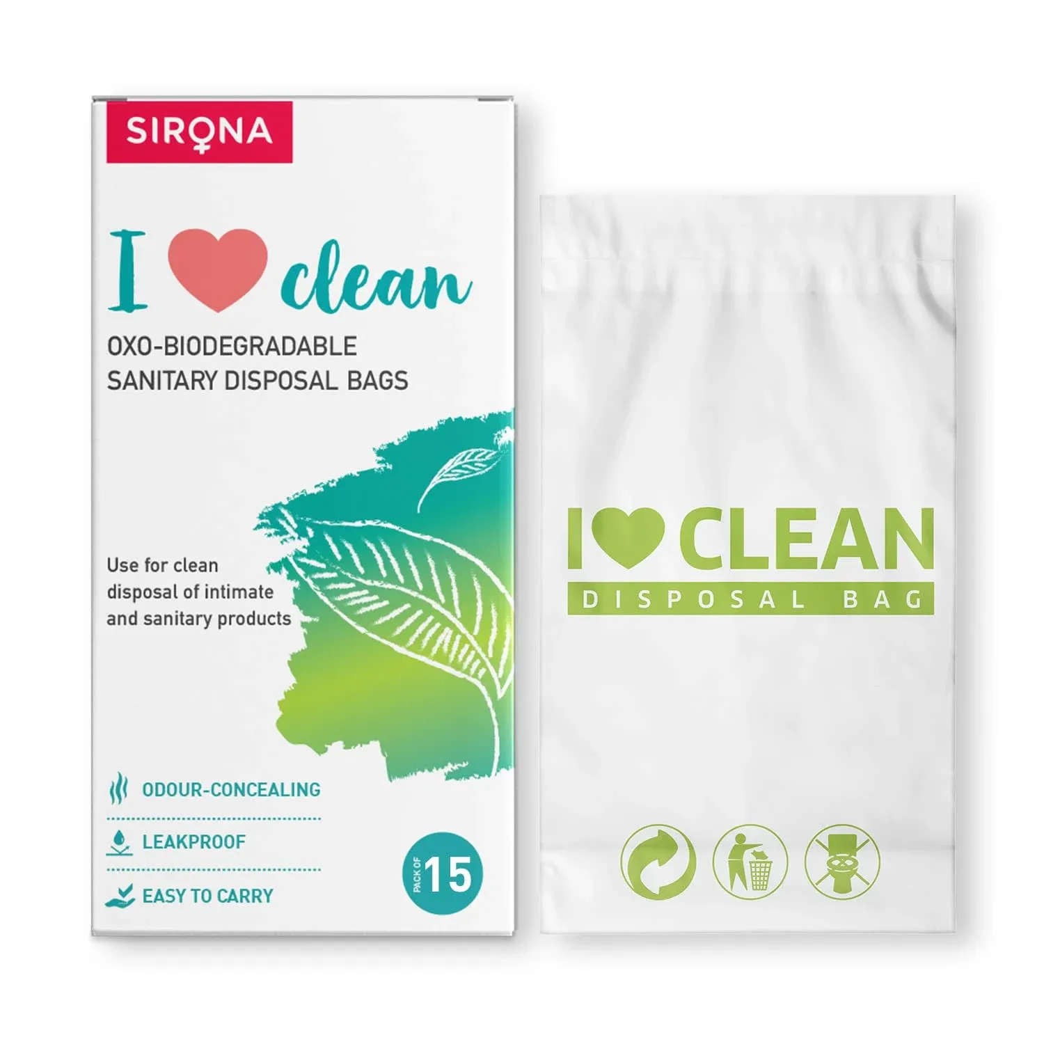 Sirona Sanitary Disposable Bags - 15 Bags for Discreet Disposal of Tampons ...