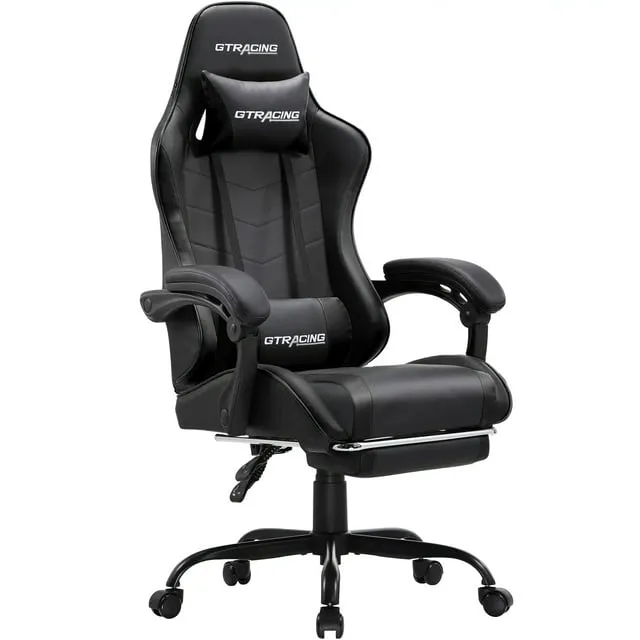 GTRACING GTWD-200 Ergonomic Gaming Chair with Adjustable Pillows and Footrest for Ultimate Comfort, Black