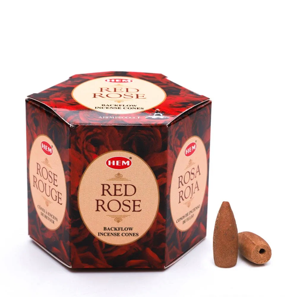 Hem Red Rose Backflow Cone Incense