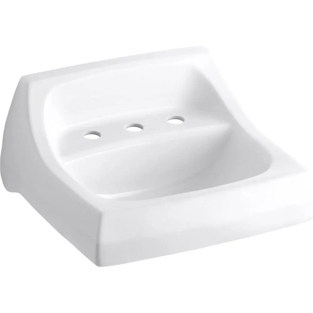 Kohler K-2006-0 Kingston Wall-Mount Bathroom Sink, White