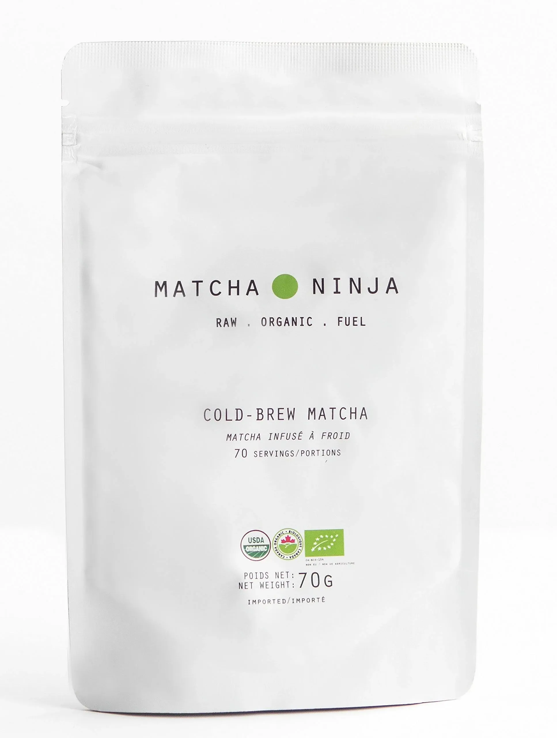 Matcha Ninja 100% Raw Organic Matcha Green Tea. Cold Water Soluble. Ceremonial Grade. Non-Bitter Extra Smooth Blend