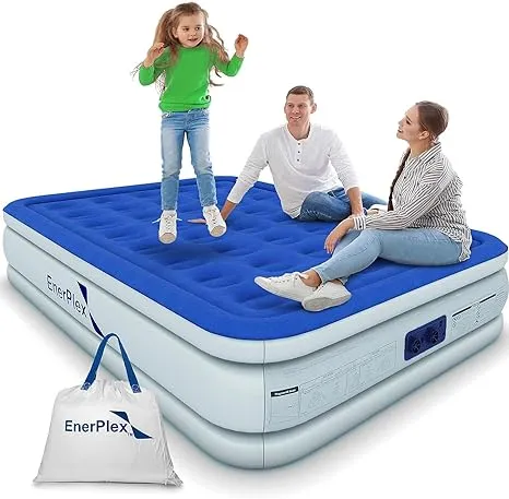 EnerPlex Air Mattress with Built-in Pump - Double Height Inflatable Mattress for Camping, Home & Portable Travel - King, 16 Inch