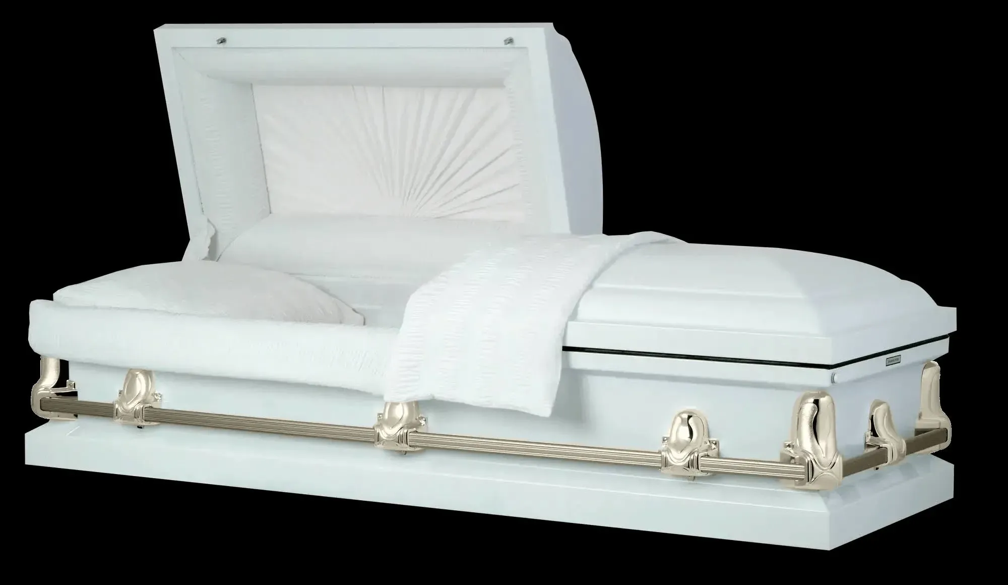 Titan Casket - Orion White and Gold Steel with Interior