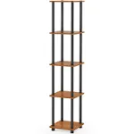 Furinno Turn-N-Tube 5 Tier Corner Display Rack Multipurpose Shelving Unit, Light Cherry/Black