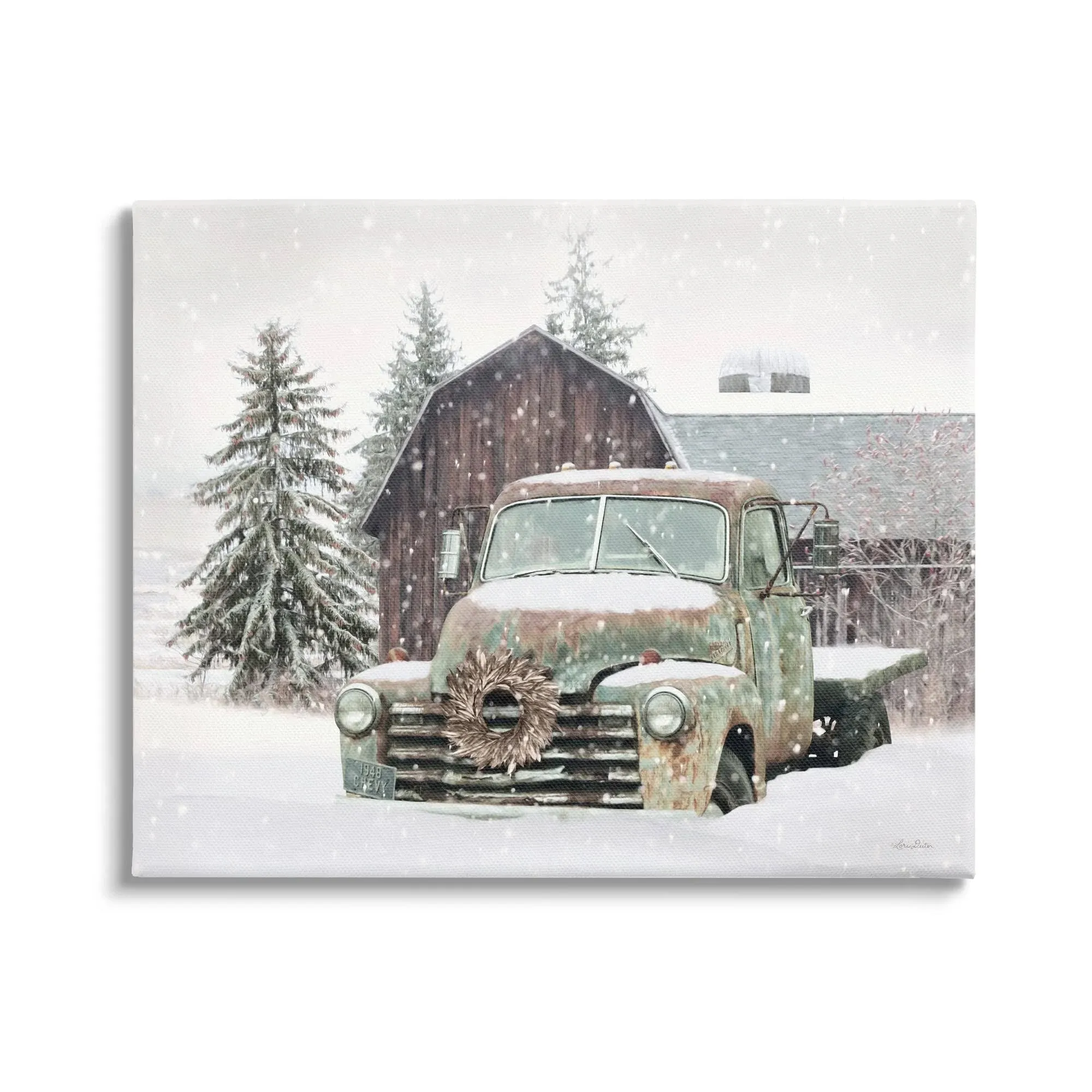 Stupell Industries Rural Vintage Truck & Barn Snowy Winter Landscape, Design by ...