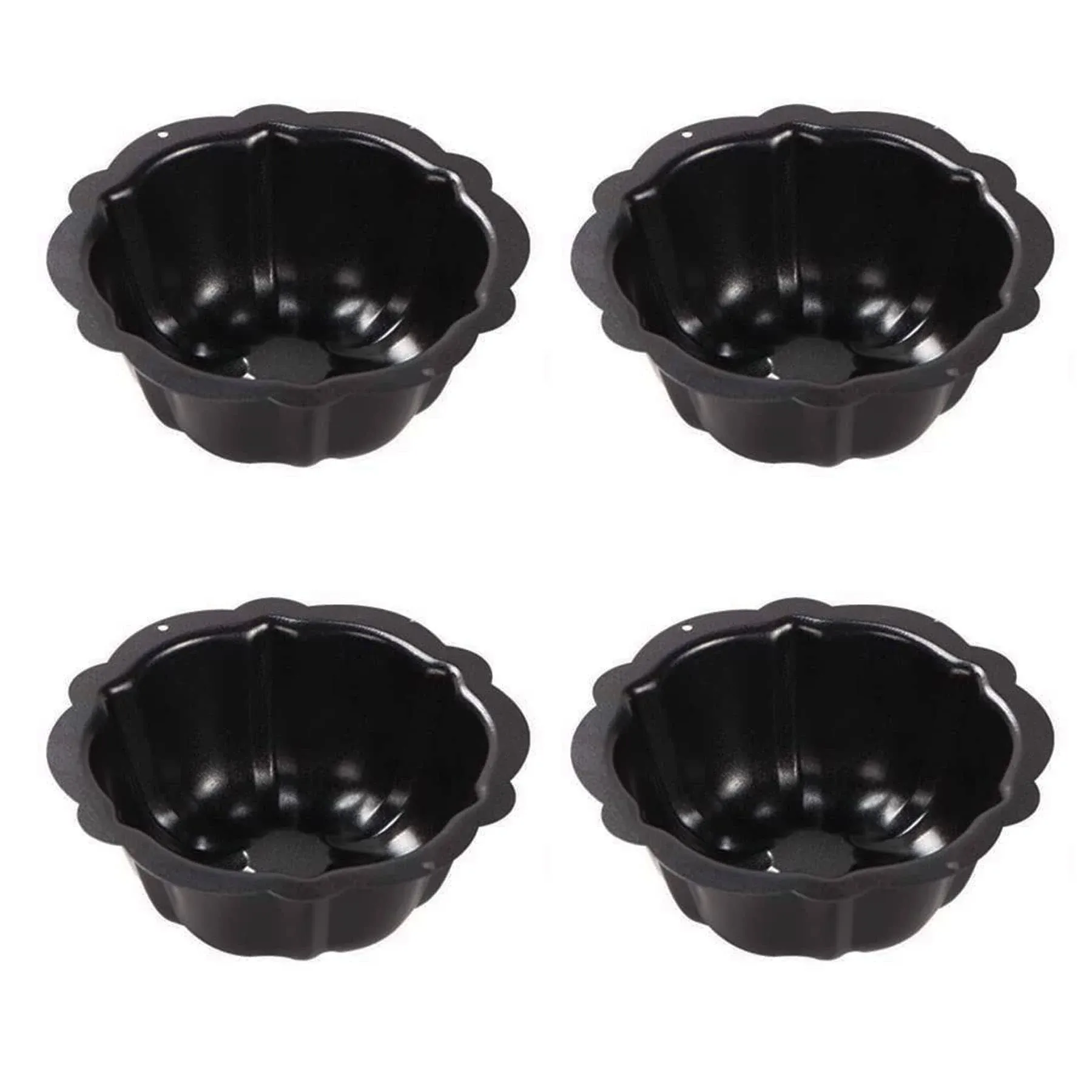 Mantouxixi 4 Pack Carbon Steel Mini Cake Pan, 4 inch Nonstick Fluted Tube Cake ...