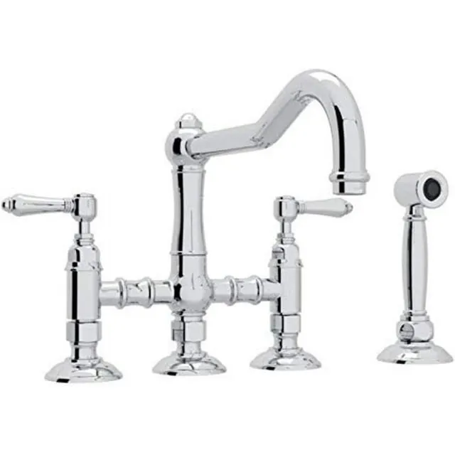 Italian Acqui Bridge Faucet With Metal Levers - Tuscan Brass