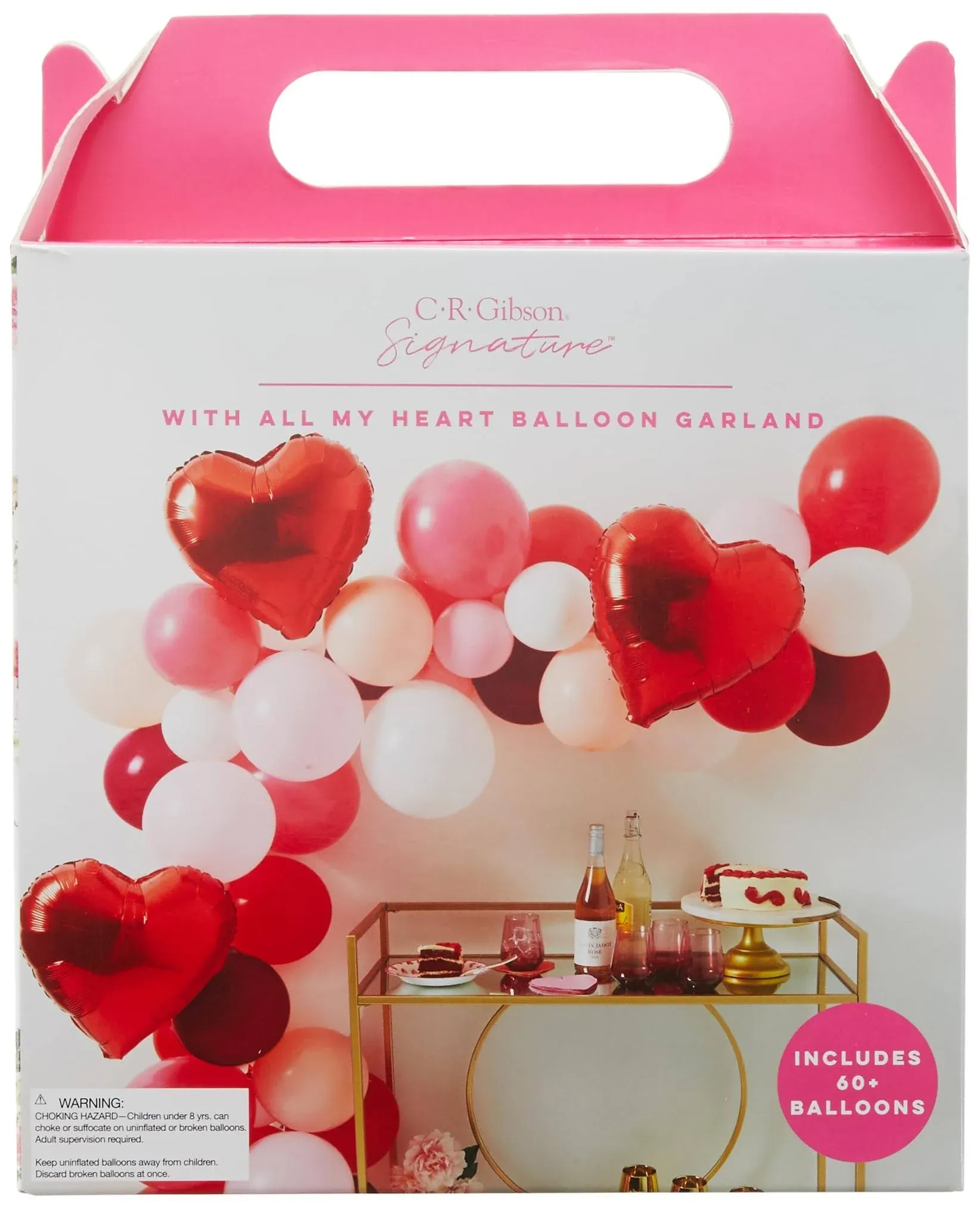 C.R. Gibson CBGM-25403 With all my Heart Balloon Garland Arch Kit, 16 Foot Balloon Arch Kit, Over 60 Red, Pink, and White Balloons