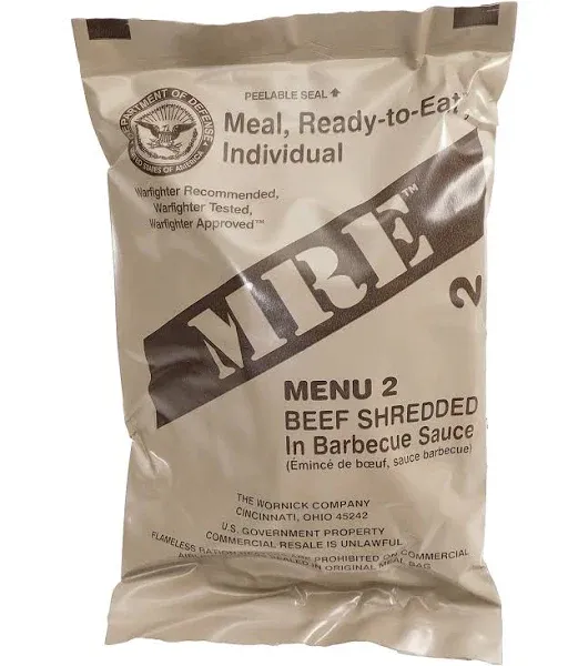 Shredded Beef Barbecue MRE Meal - Genuine US Military Surplus in