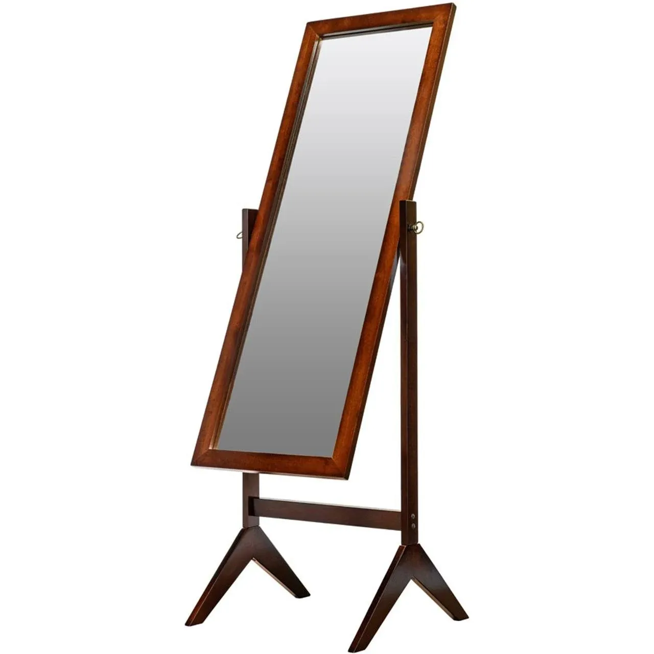 Legacy Decor Espresso/Brown Finish Wood Rectangular Cheval Floor Mirror Free ...