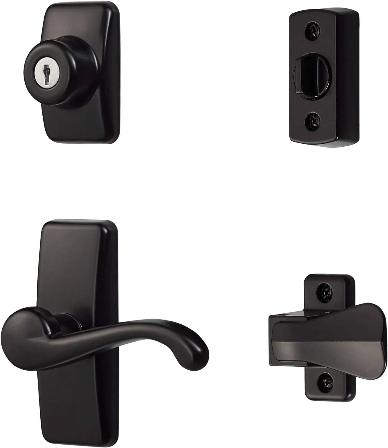 Storm Screen Door Security Latch Lock Locking Lever Handle Keyed Deadbolt Black