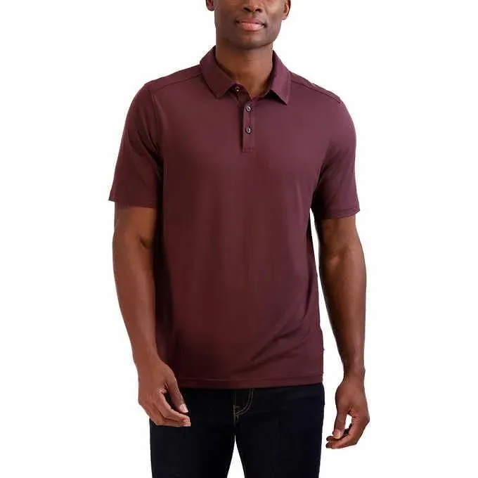 Gerry Mens Short Sleeve Brushed Knit Polo Shirt with 3-Button Closure, UPF 40+