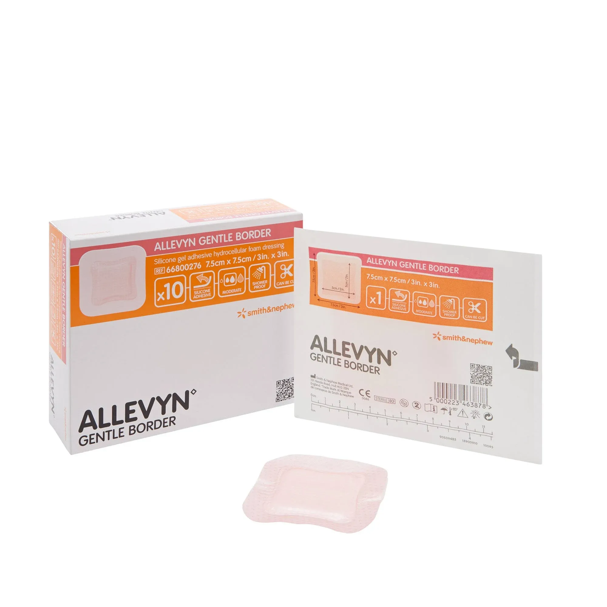 Allevyn Gentle Gel Adhesive Hydrocellular Foam Dressing with Border, 3" x 3"