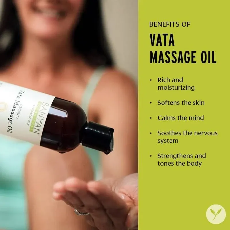 Banyan Botanicals Vata Massage Oil – Organic Herbal Massage Oil for Calm & Relaxation – Ayurvedic Oil with Organic Ashwagandha (Withania Somnifera) – 24 oz – Non-GMO Sustainably Sourced Abhyanga Oil