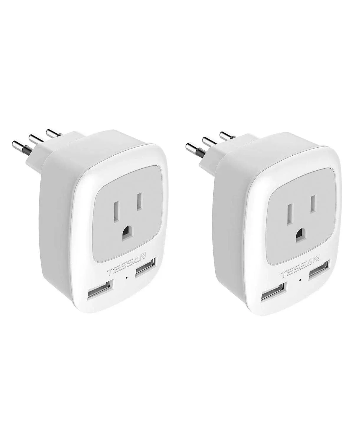 TESSAN US to Israel Travel Adaptor with 4 Outlets 3 USB Charging Ports