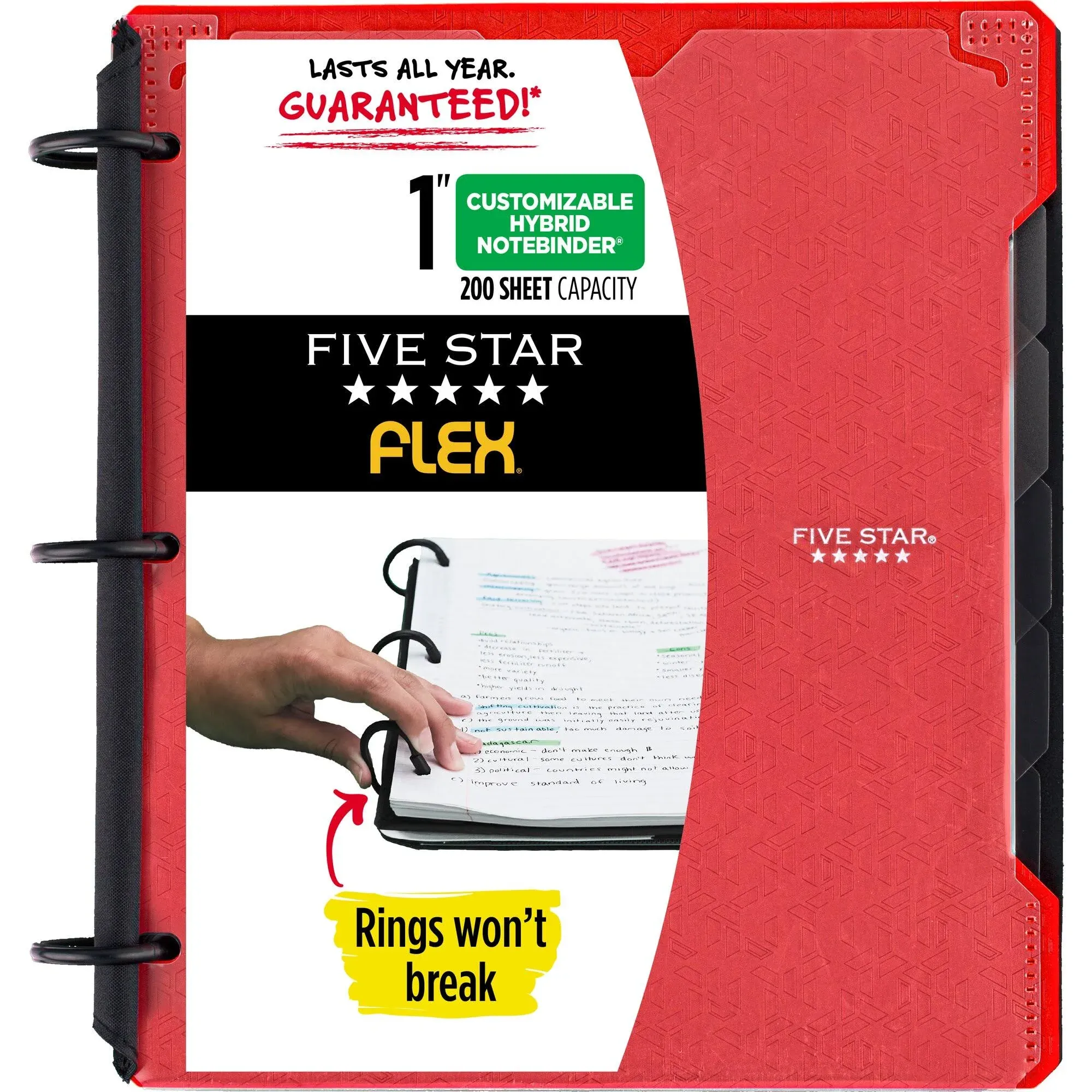 Five Star Flex 1 Hybrid Notebinder with Customizable Cover Red - Five Star Flex