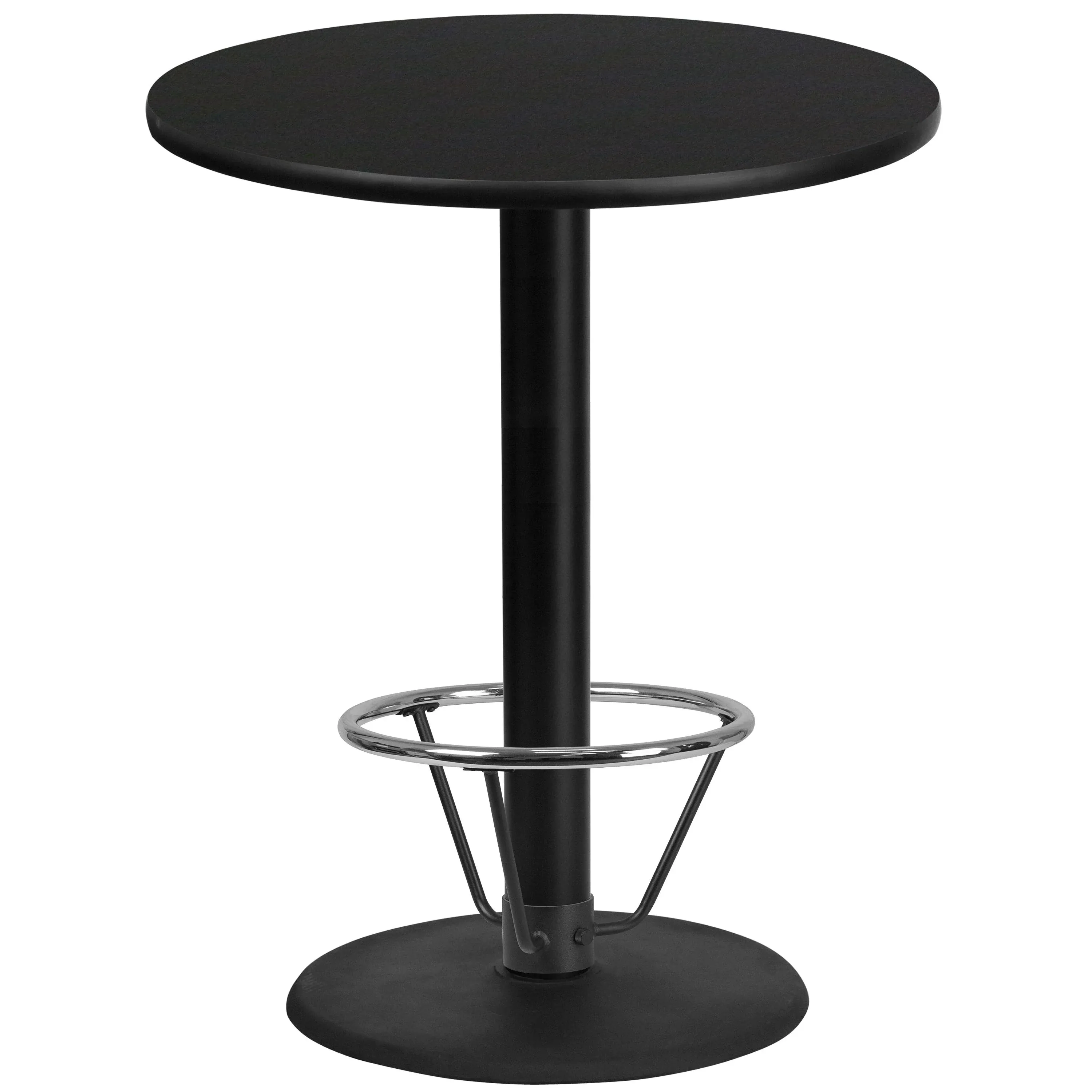 Flash Furniture Stiles 36'' Round Black Laminate Table Top with 24'' Round Bar Height Table Base and Foot Ring