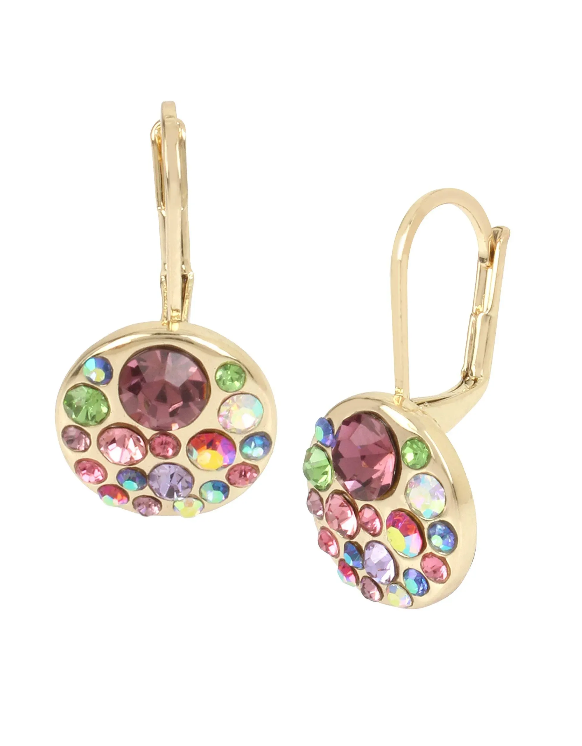 Betsey Johnson Mixed Stone Cluster Round Drop Earrings