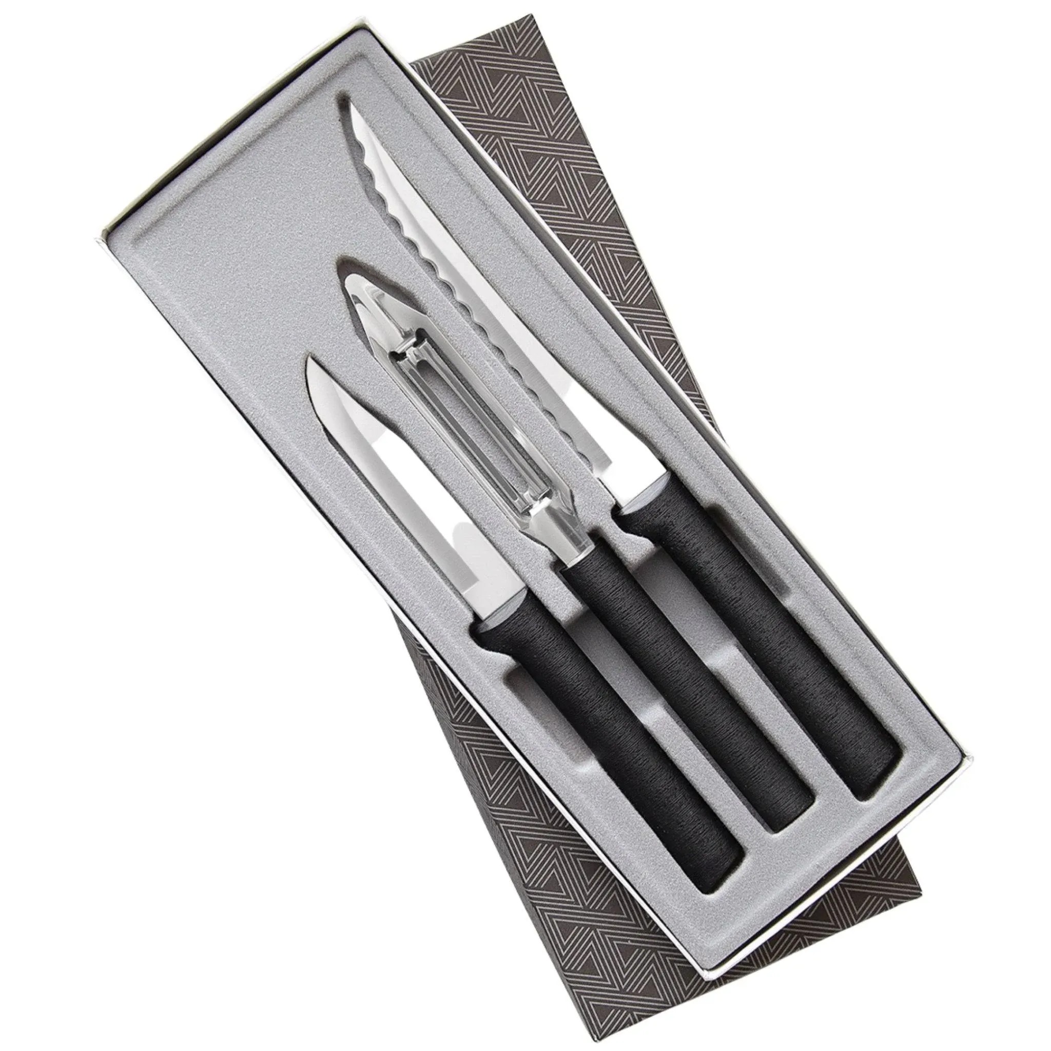 Rada Cutlery Kitchen Utensil Peel, Pare and Slice Set Stainless Steel Resin, Made in The USA, 8 7/8 Inches, Black Handle