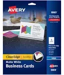 Avery® Print-to-the-Edge True Print Business Cards, Inkjet, 2 x 3.5, White, 160 Cards, 8 Cards Sheet, 20 Sheets/Pack