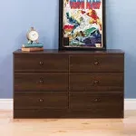 Prepac Dresser 28.25&#034; x 47.25&#034; Composite 6-Drawer Bedroom Furniture Espresso