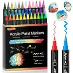 Shuttle Art 36 Colors Dual Tip Acrylic Paint Markers, Brush Tip and Fi