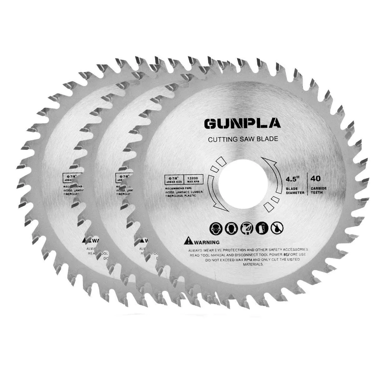 Gunpla 3 Pieces 4-1/2-Inch 40 Tooth Alloy Steel TCT General Purpose Hard & Soft Wood Cutting Saw Blade with 7/8-Inch Arbor