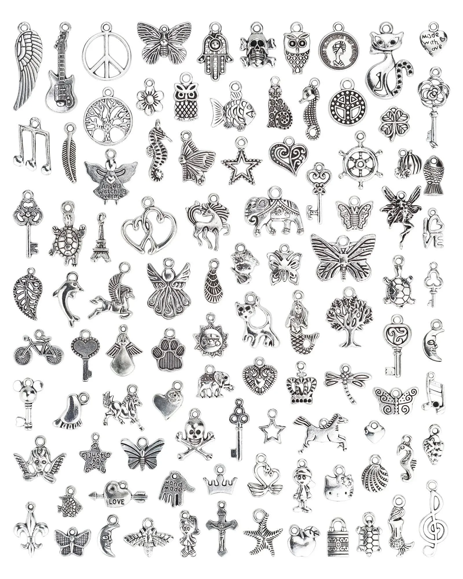 Wholesale Bulk Lots Jewelry Making Silver Charms Mixed Smooth Tibetan Silver Met