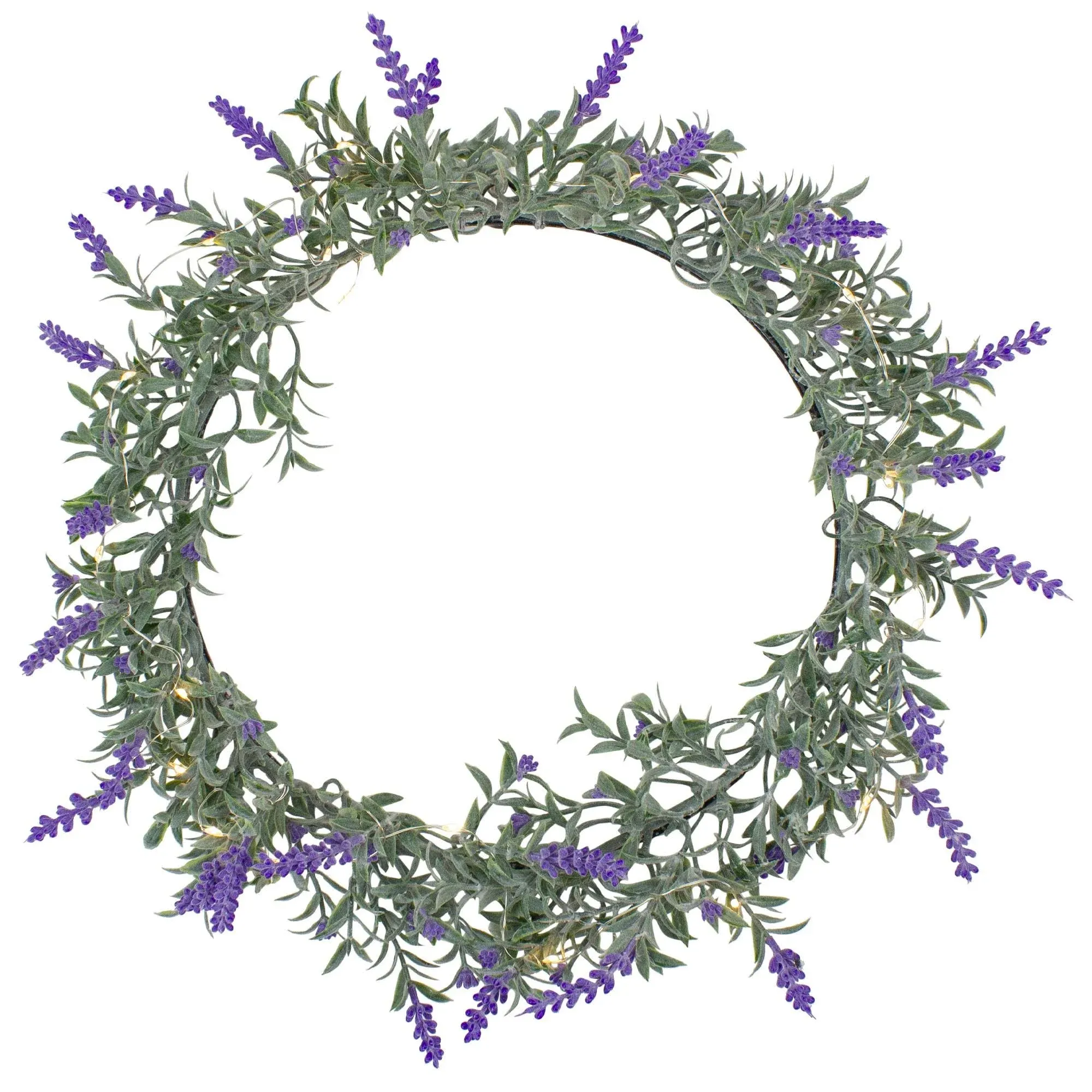 LED Lighted Artificial White Lavender Spring Wreath, 16" White Lights - Modern - Wreaths And Garlands - by Northlight Seasonal | Houzz