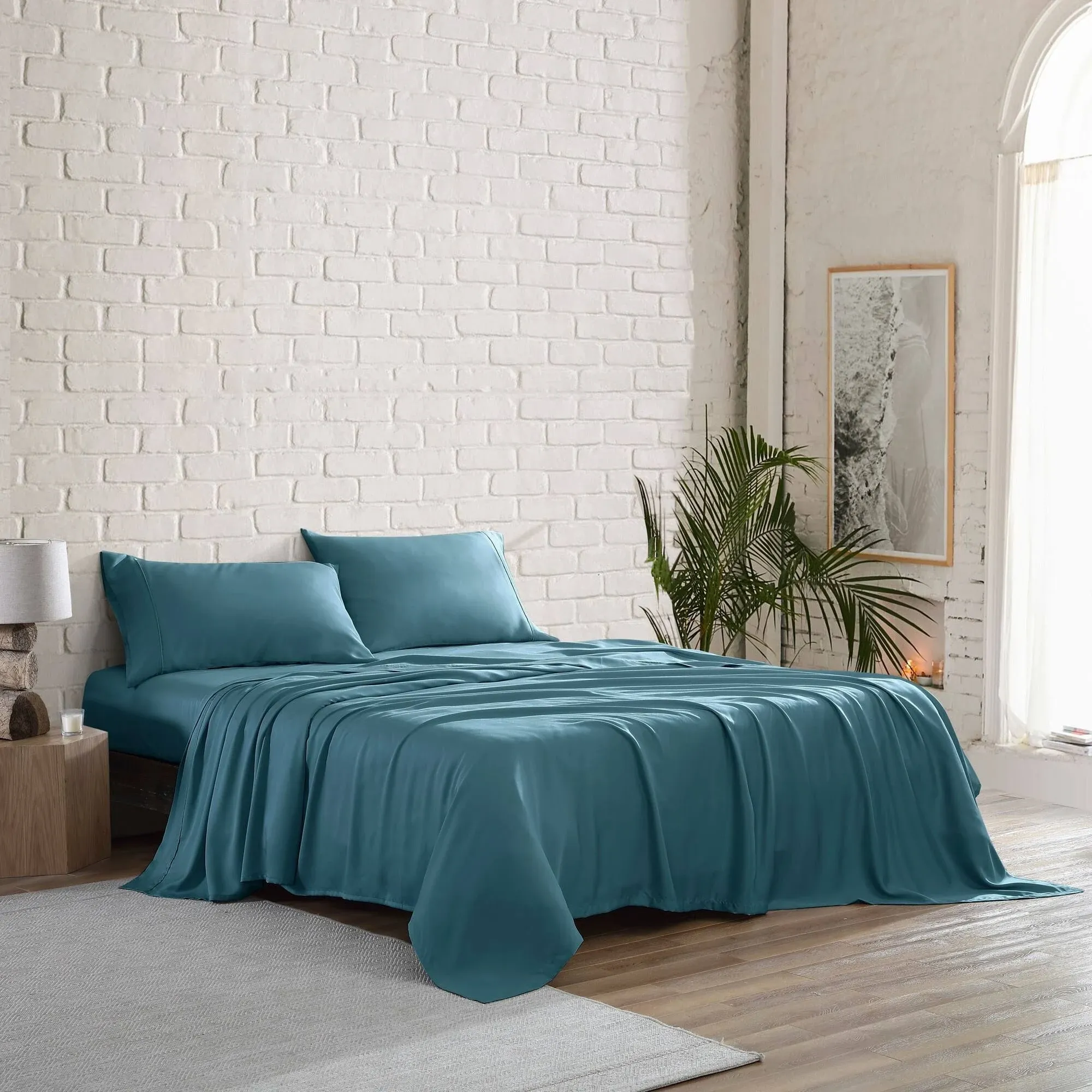 Brielle Home Tencel Lyocell Sateen Sheet Set Full Teal