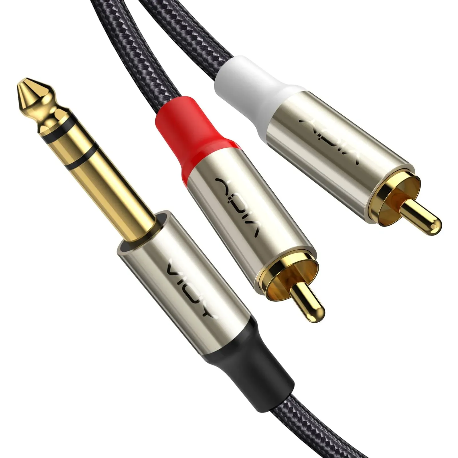 VIOY 1/4 to Dual RCA Audio Cable [3.3 ft], Gold Plated Copper Shell Heavy Duty 6.35 mm Quarter Inch Male TRS Jack to 2 RCA Phono Male Stereo Y Insert Splitter Adapter……