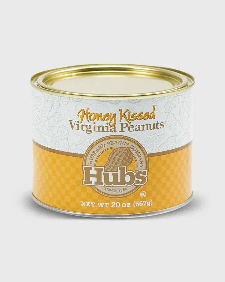 Hubs Peanuts Honey Kissed - Premium Virginia Nuts with All-Natural Sweet Honey Coating Flavor - Super Extra-Large Virginia Peanuts - Crunchy Delight Snacks - Vacuum-Sealed Tin - 2 Packs of 20 oz Cans