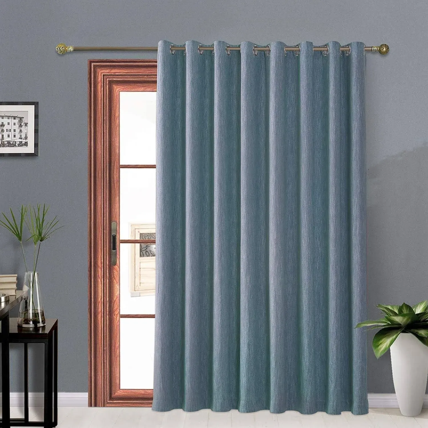 Melodieux Elegant Cotton Room Darkening Blackout Curtains for Living Room Bedroom Thermal Insulated Grommet Drapes