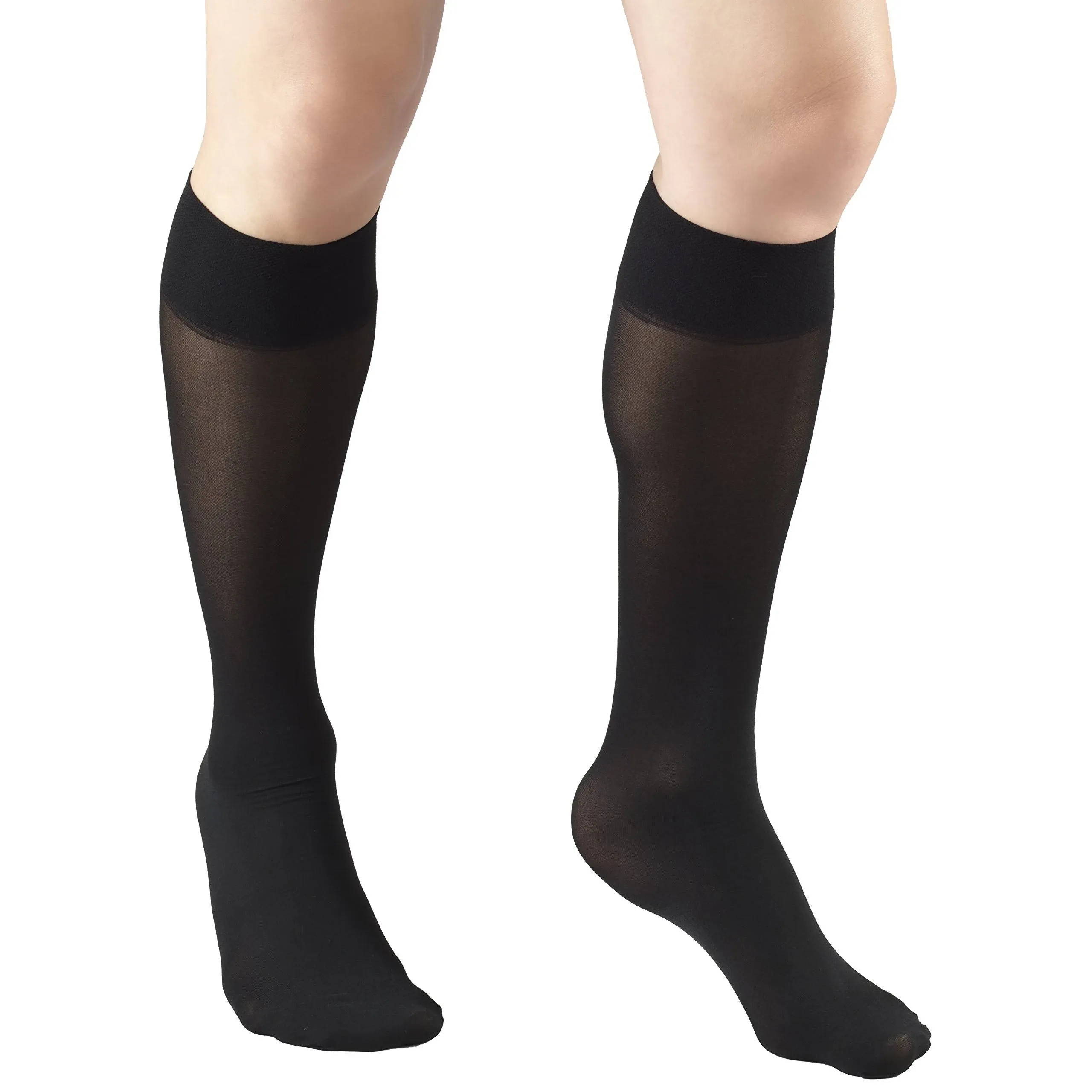 Truform Women's Stockings, Knee high, Sheer: 8-15 mmHg, Black, X-Large