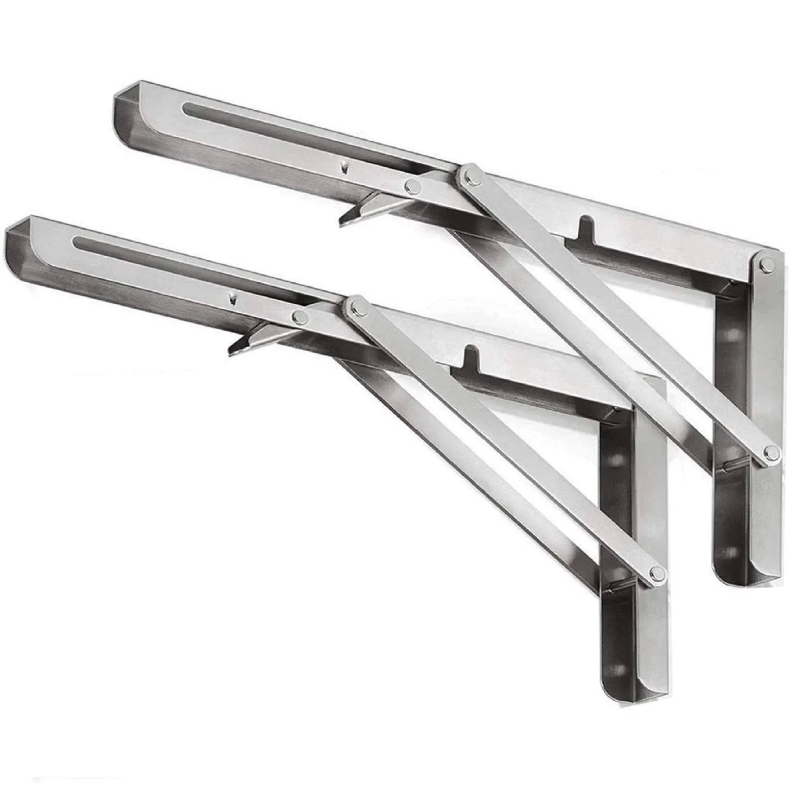 Jolitac Folding Shelf Brackets 14”, Max.Load 400 lbs, Heavy Duty Brackets Stainless Steel Wall Mounted Shelf Collapsible Bracket, Folding Bench,Work Table Arm Rack (14 Inch, 2PCS)