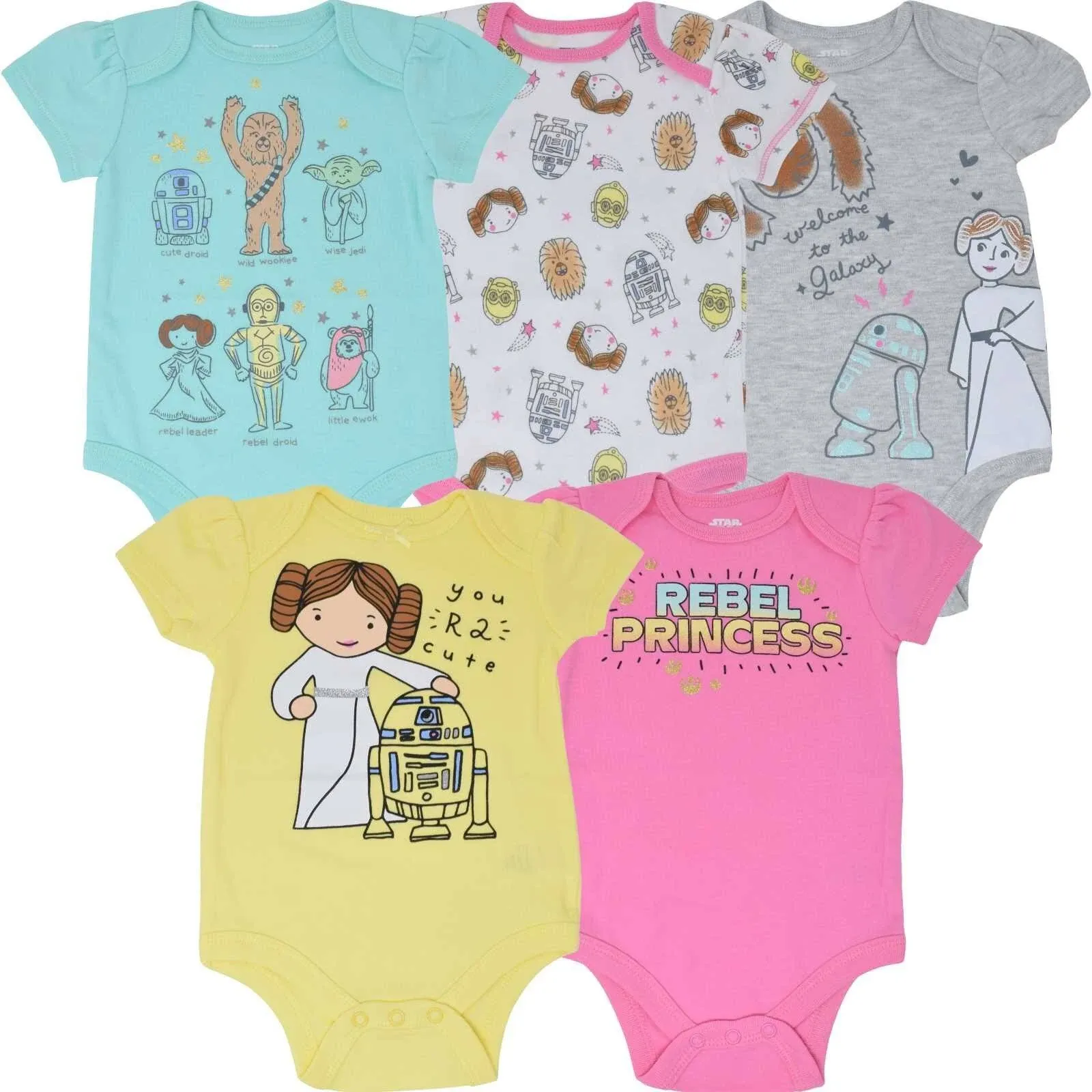 Star Wars Baby Girls' 5 Pack Bodysuits | imagikids Kids Clothes 24 Months